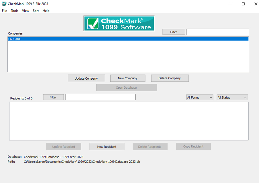CheckMark 1099 Software dashboard