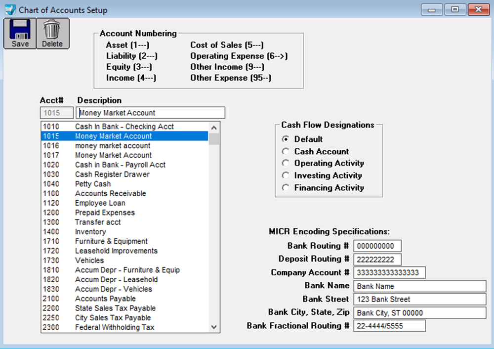 chart of accounts