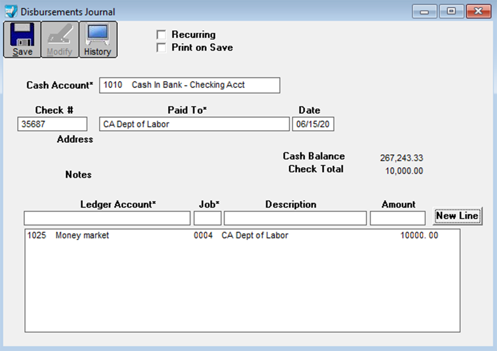 disbursement journal