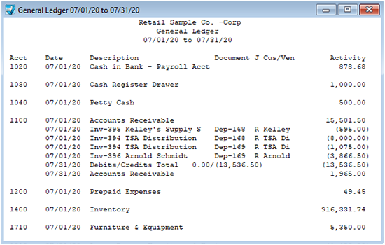 general ledger breports