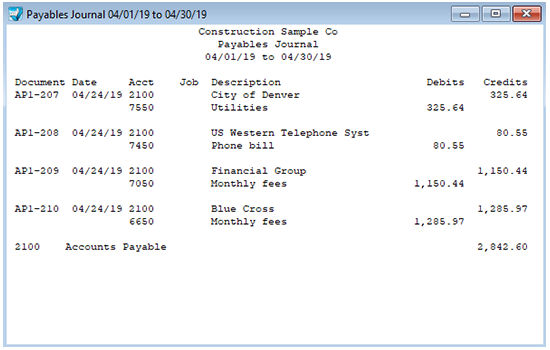 item purchases payables