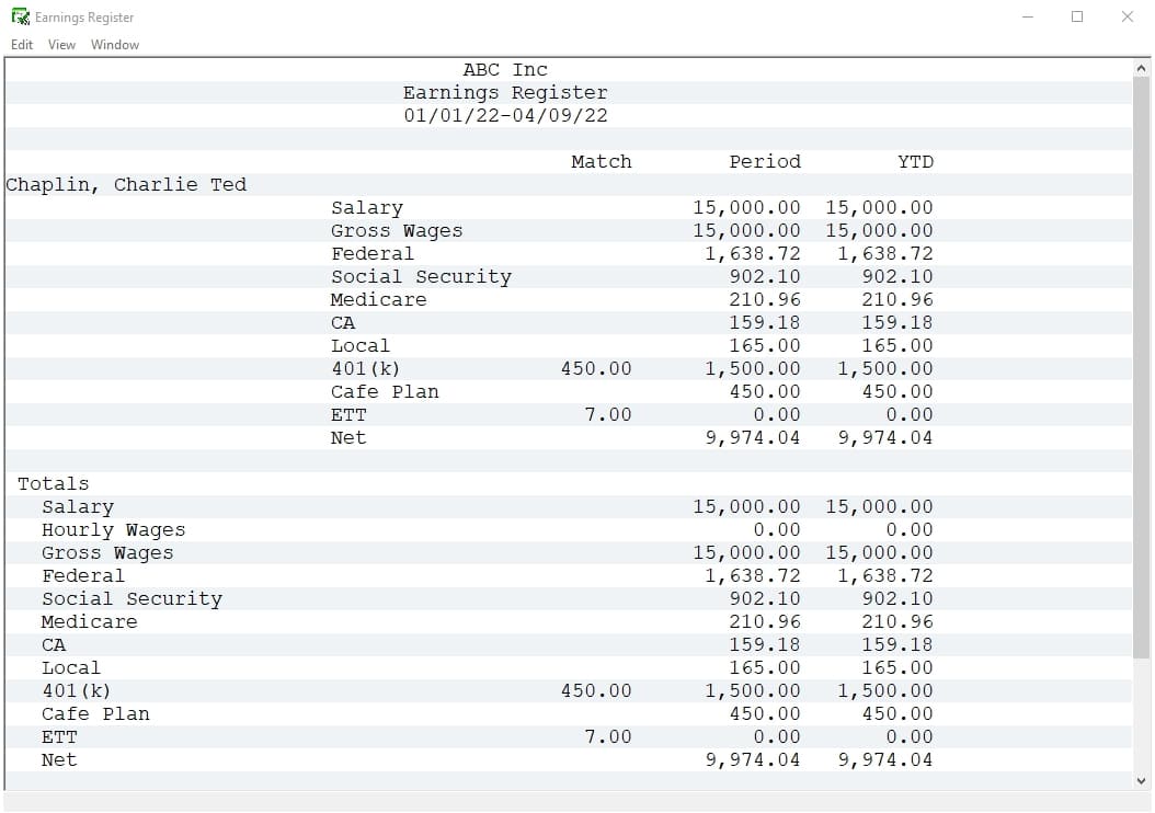 earnings register