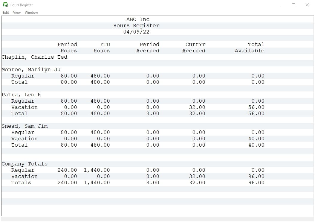 hours register