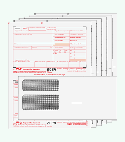 6-Part Carbonless Pre-Printed W-2 Sets