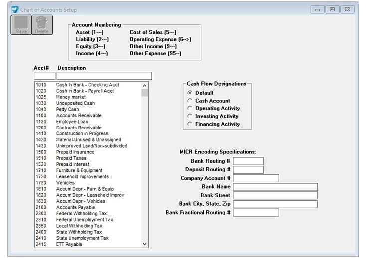 Chart of Accounts