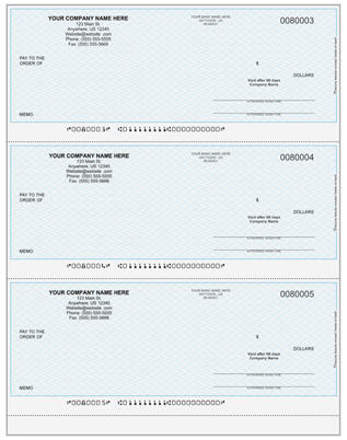 Laser Pre-Printed 3 On A Page Checks