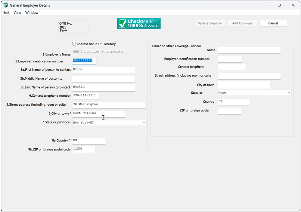 Add new employer information