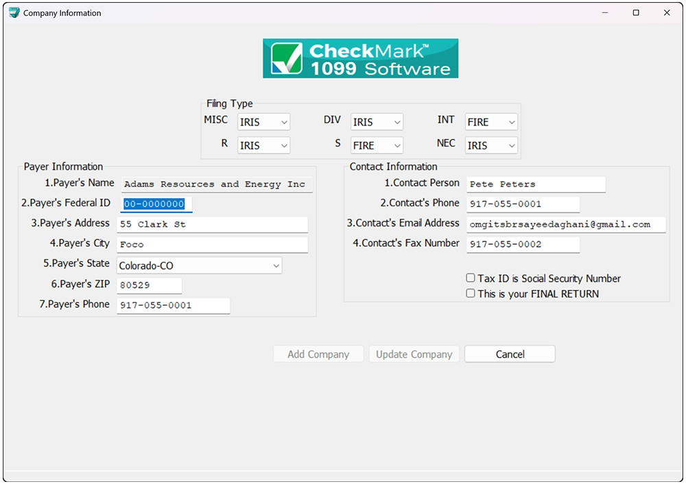 Add new company information