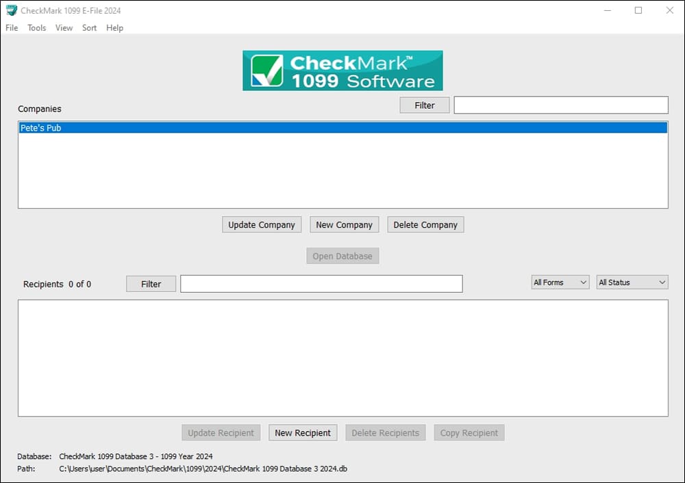 CheckMark 1099 Software dashboard