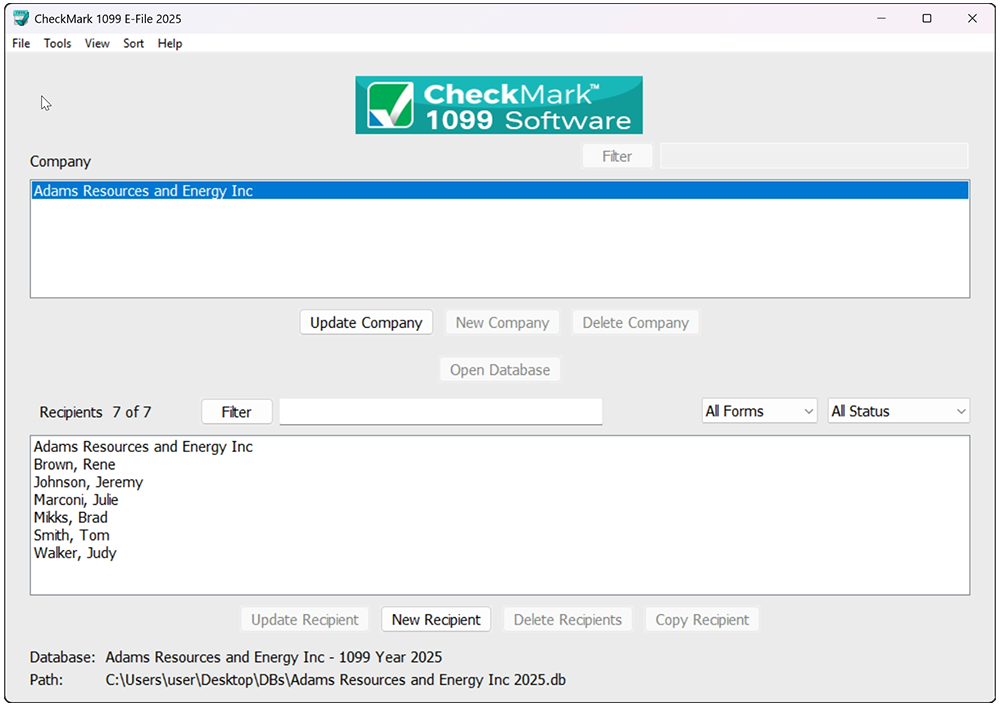 CheckMark 1099 Software dashboard