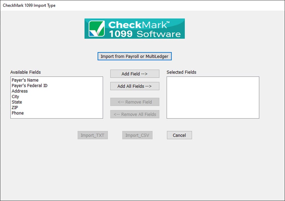 Import setup information